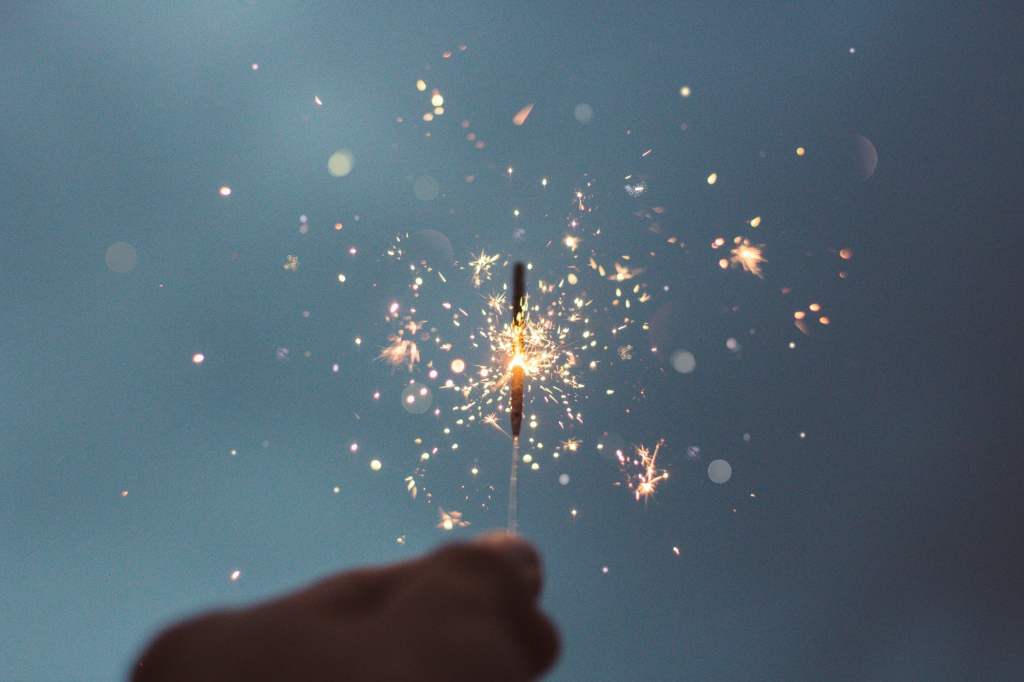 sparkler close up in hand