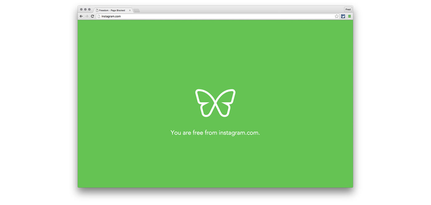 When you block websites on a computer with Freedom, a green block screen is displayed to let you know a site is blocked
